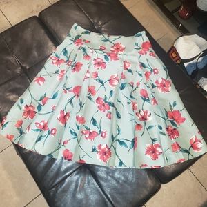 Floral Silk Pleated Skirt